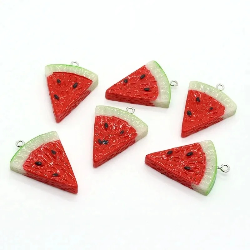 Resin Crafts Diy - จี้เรซิ่นรูปแตงโมสามเหลี่ยมสองด้าน 10 ชิ้น จี้ผลไม้ขนาดเล็กสำหรับทำต่างหู DIY งานฝีมือทำเครื่องประดับ