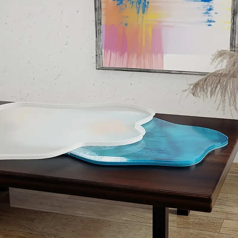 Resin Ocean Wave Mold - แม่พิมพ์ซิลิโคนเรซิ่นอีพ็อกซี่ขนาดใหญ่ 61 ซม. รูปทรงถาดไม่สมมาตร แม่พิมพ์ซิลิโคนโต๊ะลายคลื่น แม่พิมพ์ซิลิโคนโต๊ะลายแม่น้ำ