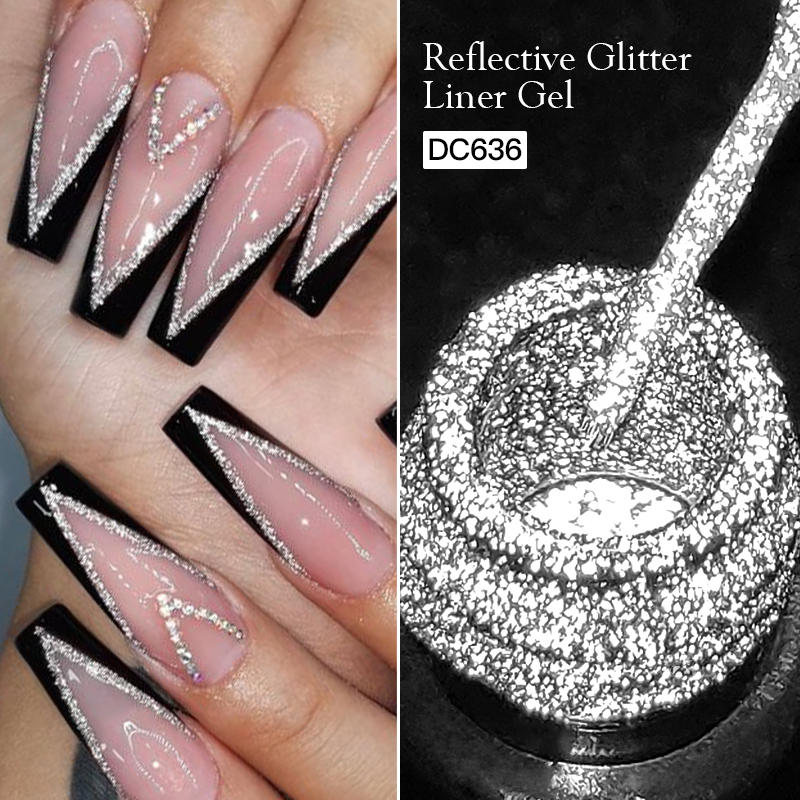 Resin Glitter Pack - ชุดเจลทาเล็บสีชมพู 5 มล. กลิตเตอร์สะท้อนแสงสีทองและสีเงิน แต่งเล็บแบบฝรั่งเศส สีสดใส