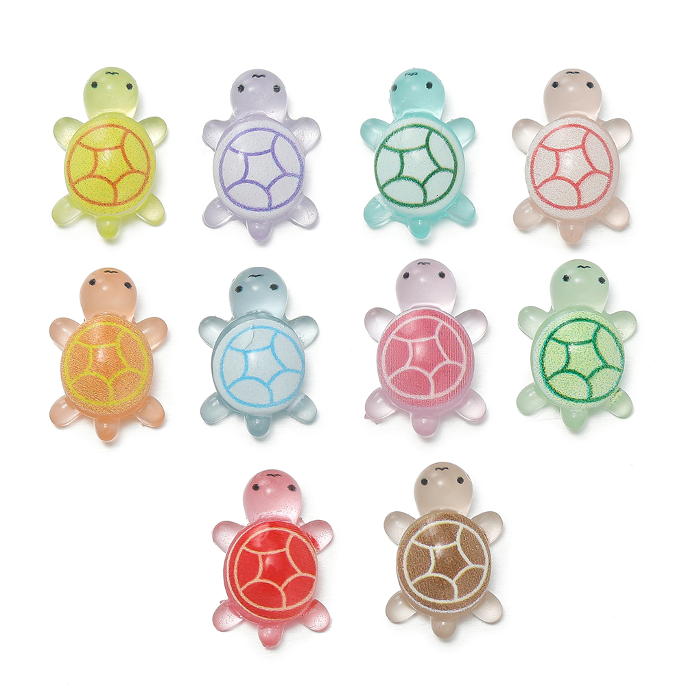 Resin Crafts Diy - ลูกปัดเรซิ่นรูปเต่าทะเลเรืองแสงในที่มืด ขนาดเล็กน่ารัก 10 ชิ้น/ล็อต สำหรับทำเครื่องประดับ DIY