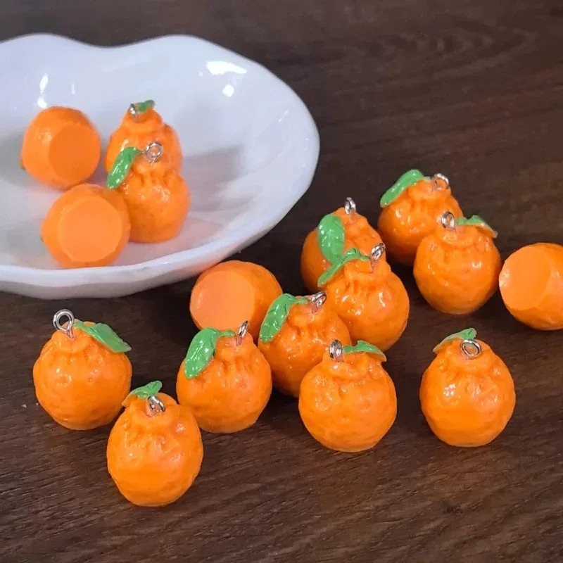 Resin Crafts Diy - ชาร์มเรซิ่นรูปส้มแมนดาริน 3 มิติ จำนวน 10 ชิ้น