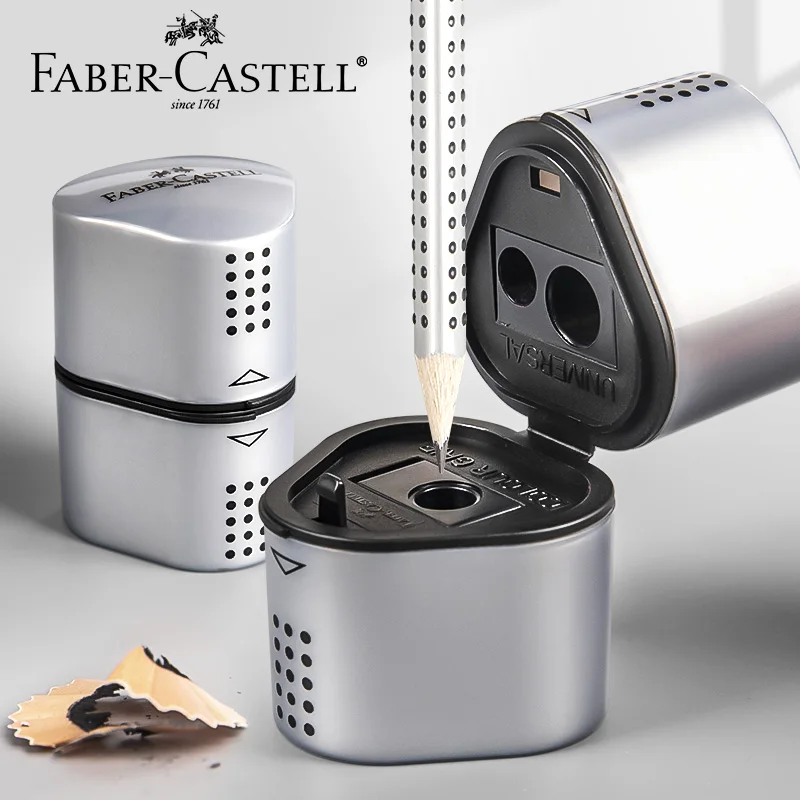 Faber-Castell Pencil Grip - Faber-Castell Grip Trio เครื่องเหลาดินสอศิลปิน 3-in-1, เครื่องเหลามือถือแบบแมนนวลสําหรับดินสอสี,