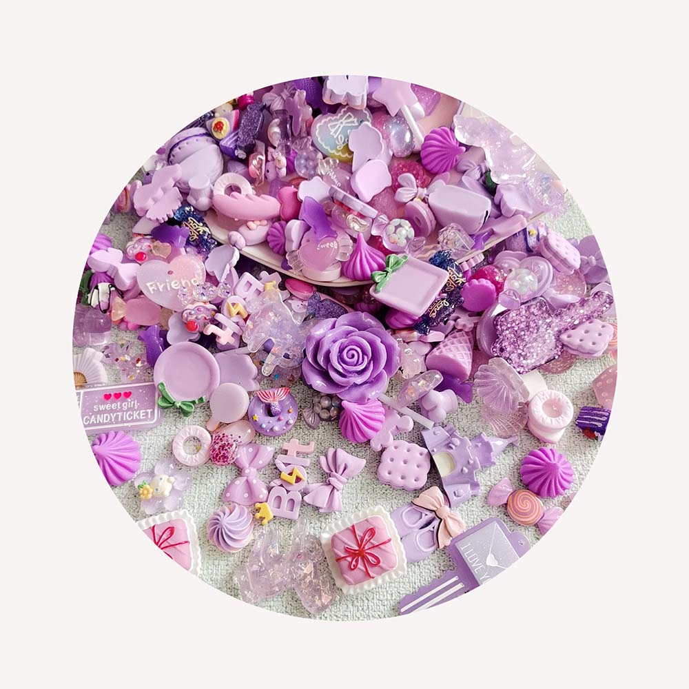 Resin Crafts Diy - อุปกรณ์ตกแต่งโทรศัพท์มือถือ DIY งานฝีมือประดับโบว์ 1000 ชิ้น คละสีฟ้า-เขียว-ม่วง